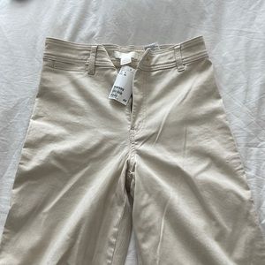 H&M wide leg cream pants size 4